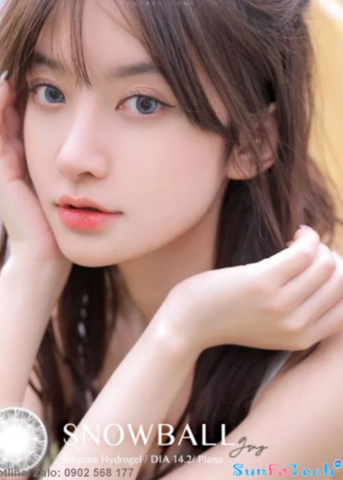 Kinh ap trong sillicon hydrogel Snowball Gray